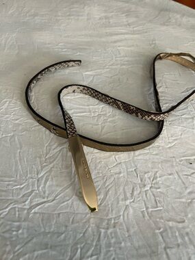 Michael Kors Gold-Tone Snake-Print Skinny Belt